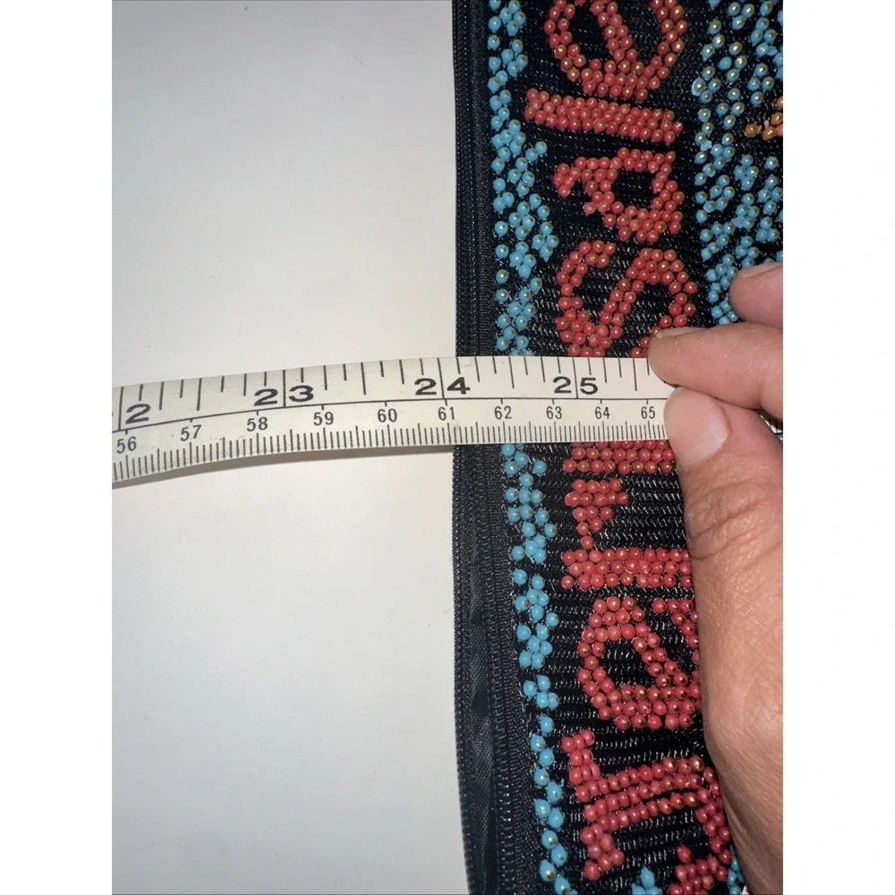 Vintage Jerusalem Beaded Crossbody Bag Handbag Camel Scene Colorful Zipper Pouch